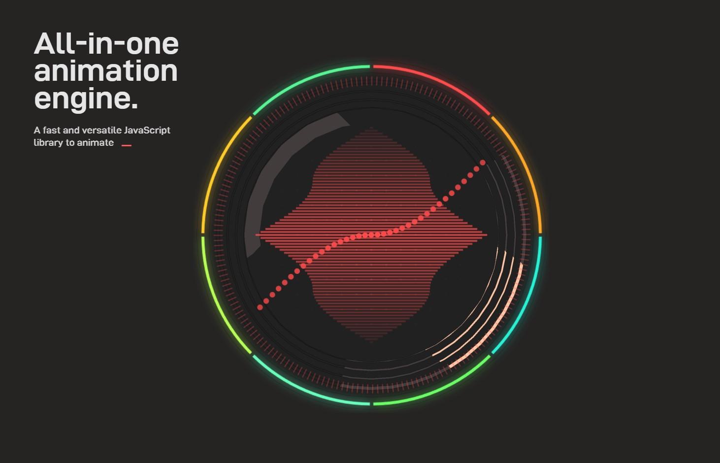 Anime.js logo with abstract animation swirls