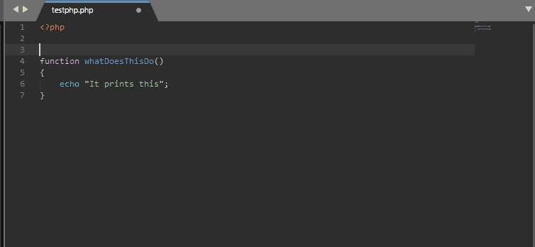 Animation of DocBlockr plugin automatically generating a DocBlock structure in Sublime Text