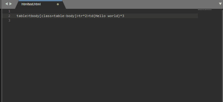 Animation showing Emmet expanding a short abbreviation into full HTML code in Sublime Text