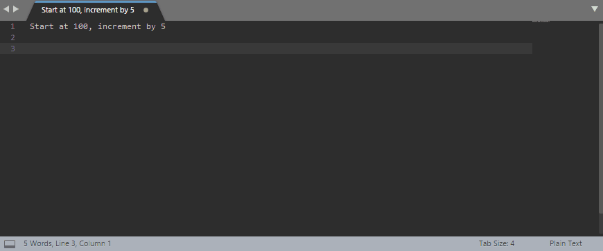 Animation demonstrating Text Pastry's multi-line incremental editing features in Sublime Text