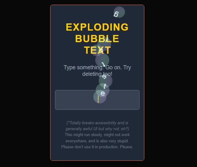 Preview for Exploding Bubble Text demo